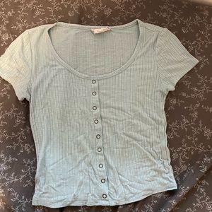 Teal baby tee button up